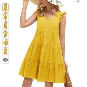 Guberry Yellow v Neck Babydoll Tiered Dress Size XXL NWOT
